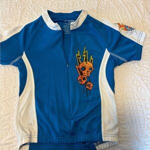 Kids Blue and White Bike Shirt